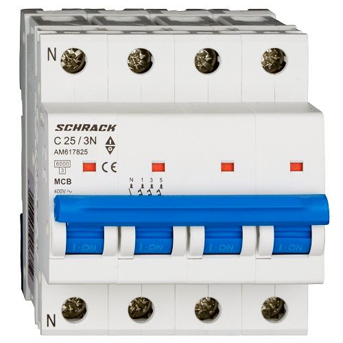Schrack MCB AMPARO- Disjunctor 4P (3P+N), 25A, 6kA, curba C, 4M