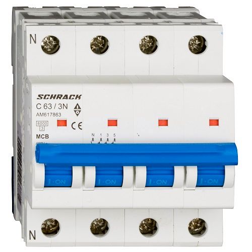 Schrack MCB AMPARO- Disjunctor 4P (3P+N), 63A, 6kA, curba C, 4M