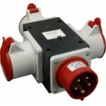 SEZ- Cutie distribuție Fisă 1x32A, 5P (3P+N+PE) + Priză 3x32A, 5P (3P+N+E), 400V, IP44
