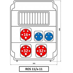 SEZ- Tablou Organizare Santier 11 module, Priza 1x16A, 5P (3P+N+E) + 2x32A, 5P (3P+N+E) + Schuko 2x16A, 3P, IP54
