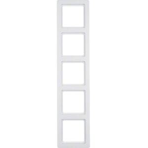 Berker Q.1- Ramă 5 aparate, alb polar catifelat