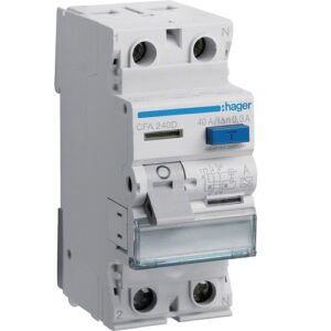 Hager RCCB- Întrerupător Diferențial 2P (1P+N), 40A, 300mA,  6kA, tip A, 2M, Bi-Connect