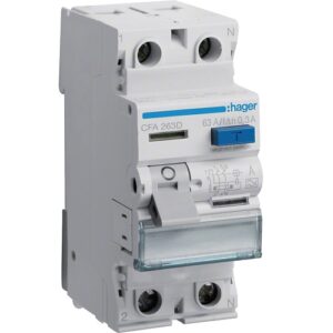 Hager RCCB- Întrerupător Diferențial 2P (1P+N), 63A, 300mA,  6kA, tip A, 2M, Bi-Connect