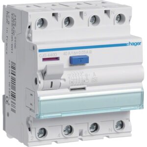 Hager RCCB- Întrerupător Diferențial 4P (3P+N),  40A,  30mA,  6kA, tip A G, 4M, Bi-Connect
