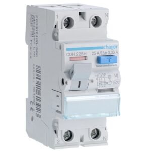 Întrerupător Diferențial RCCB 2P (1P+N) 25A 30mA tip A HI 6kA, Hager | CDH225H