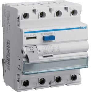 Întrerupător Diferențial RCCB 4P (3P+N) 40A 100mA tip A, Hager | CEA440E