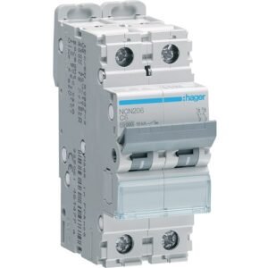 Disjunctor automat MCB 2P 6A 10kA curbă C 2M, Hager | NCN206