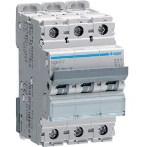 Disjunctor automat MCB 3P 2A 10kA curbă C 3M, Hager | NCN302