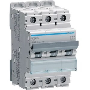Disjunctor automat MCB 3P 10A 10kA curbă C 3M, Hager | NCN310