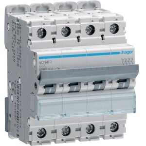 Disjunctor automat MCB 4P 10A 10kA curbă C 4M, Hager | NCN410