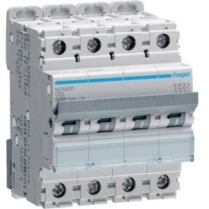 Disjunctor automat MCB 4P 20A 10kA curbă C 4M, Hager | NCN420
