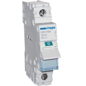Întrerupător modular Separator 1P 125A 230V AC 1 modul, Hager | SBN199