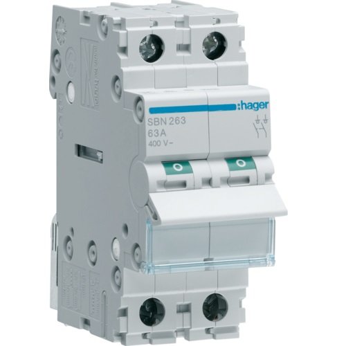 Întrerupător modular Separator 2P 63A 400V AC 2 module, Hager | SBN263