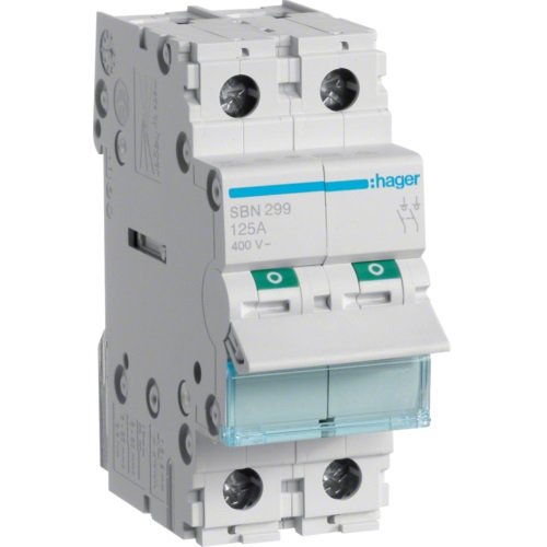 Întrerupător modular Separator 2P 125A 400V AC 2 module, Hager | SBN299
