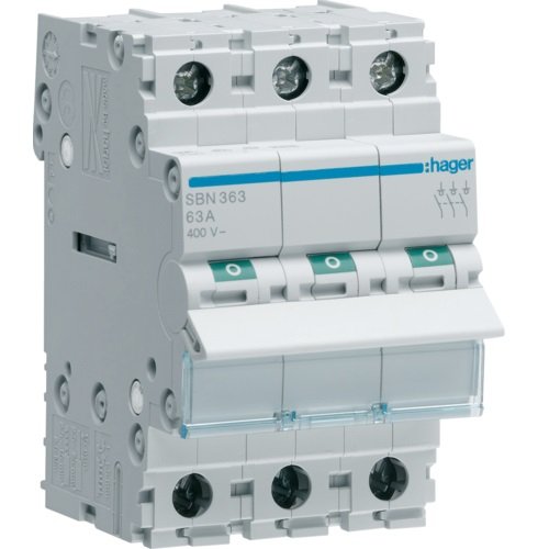 Întrerupător modular Separator 3P 63A 400V AC 3 module, Hager | SBN363