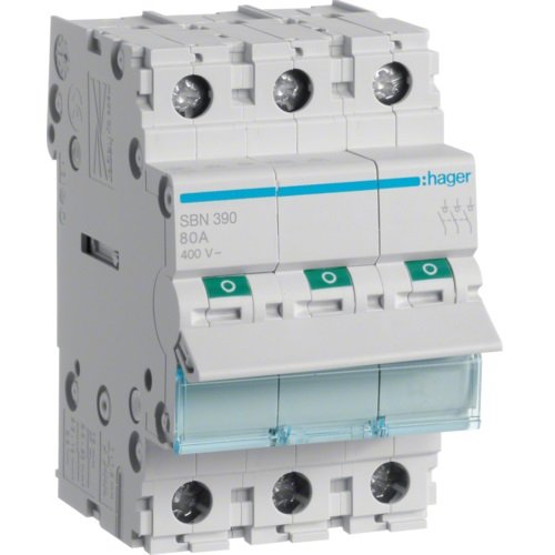 Întrerupător modular Separator 3P 100A 400V AC 3 module, Hager | SBN390