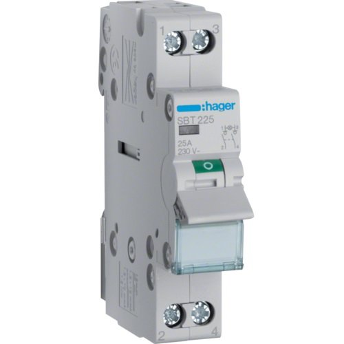 Întrerupător modular Separator 2P 25A 230V AC indicator LED 1 modul, Hager | SBT225