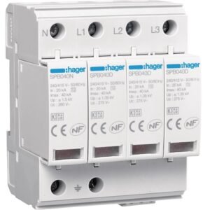 Descărcător supratensiune 4P T2 40kA contact semnalizare, Hager | SPB440R