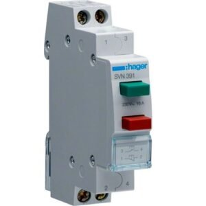 Buton revenire 16A dublu 1NO+1NC 230V AC verde/roșu 1M, Hager | SVN391