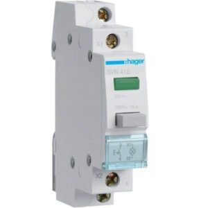 Buton reținere 16A 1NO 230V AC indicator luminos LED verde 1M, Hager | SVN413