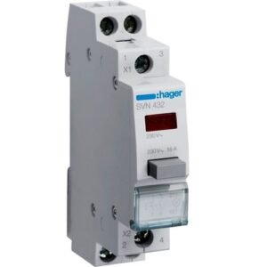 Buton revenire 16A 2NO 230V AC indicator luminos LED roșu 1M, Hager | SVN432