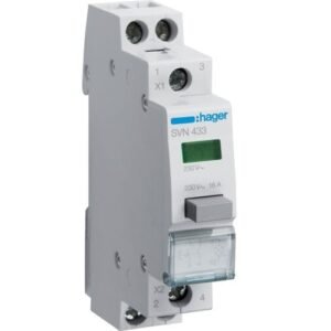 Buton reținere 16A 2NO 230V AC indicator luminos LED verde 1M, Hager | SVN433