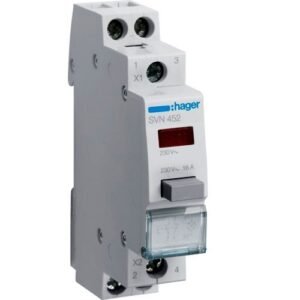 Buton revenire 16A 1NO+1NC 230V AC indicator luminos LED roșu 1M, Hager | SVN452