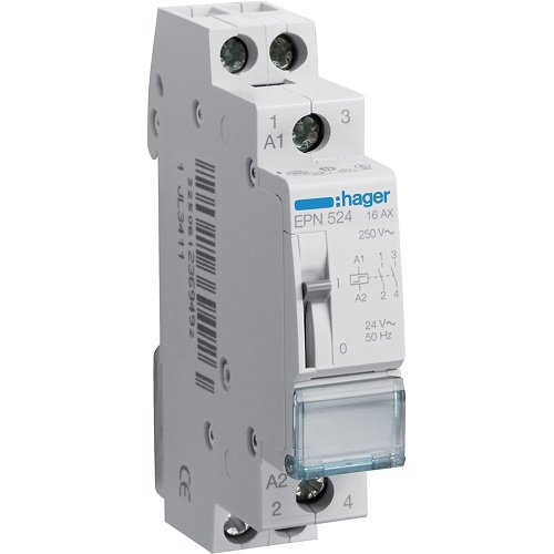 Teleruptor 16A 2NO Bobină 24V AC/12V DC 1M, Hager | EPN524