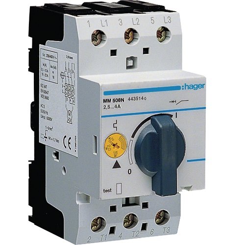 Disjunctor Protecție Motor 3P 2,5-4A 1.5 kW 2,5M, Hager | MM508N