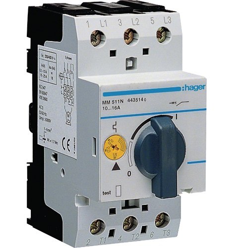 Disjunctor Protecție Motor 3P 10-16A 7,5kW 2,5M, Hager | MM511N