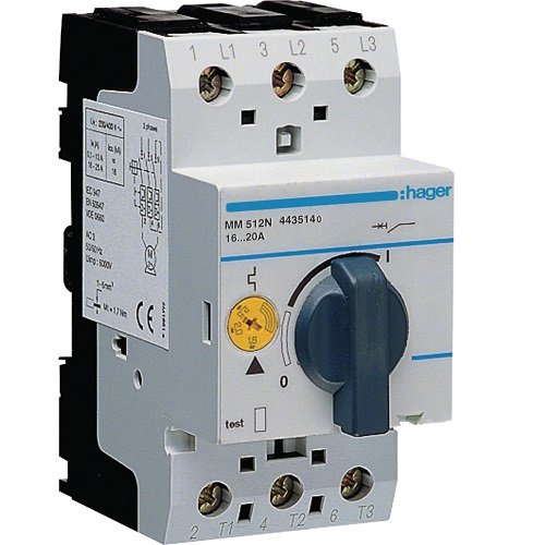 Disjunctor Protecție Motor 3P 16-20A 9kW 2,5M, Hager | MM512N