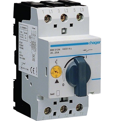 Disjunctor Protecție Motor 3P 20-25A 12,5kW 2,5M, Hager | MM513N