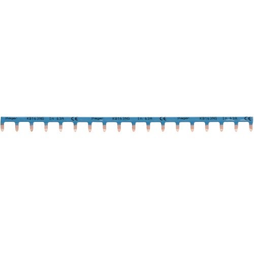 Baretă Busbar Nul 1P 63A Pini 10mm² albastru 13M, Hager | KB163NG