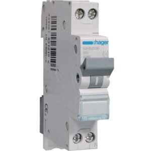 Disjunctor automat MCB 1P+N 6A 4.5kA curbă B, Hager | MHN506