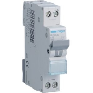 Disjunctor automat MCB 1P+N 16A 4.5kA curbă C, Hager | MJN516