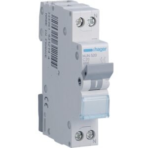 Disjunctor automat MCB 1P+N 20A 4.5kA curbă C, Hager | MJN520