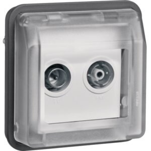 Priză TV+Radio de Capăt Încastrată Capac Transparent gri IP55, Hager W.1 | WNA253