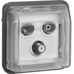 Priză TV-Radio-SAT de Capăt Încastrată Capac Transparent gri IP55, Hager W.1 | WNA257