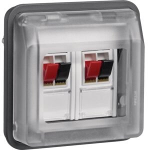 Priză Difuzor Stereo Încastrată gri IP55, Hager W.1 | WNA626