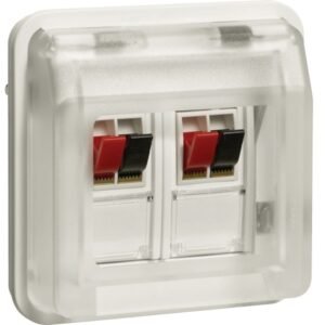 Priză Difuzor Stereo Încastrată alb IP55, Hager W.1 | WNA626B