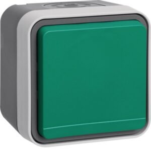 Priză Schuko Aparentă 16A Capac rabatabil verde IP55, Hager W.1 | WNC191