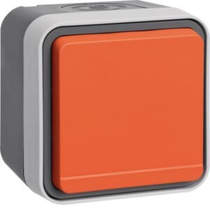 Priză Schuko Aparentă 16A Capac rabatabil portocaliu IP55, Hager W.1 | WNC193