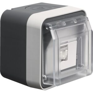 Priză Date Aparentă RJ45 Cat.6 STP Capac Transparent gri IP55, Hager W.1 | WNC226