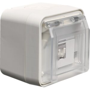 Priză Date Aparentă RJ45 Cat.6 STP Capac Transparent alb IP55, Hager W.1 | WNC226B