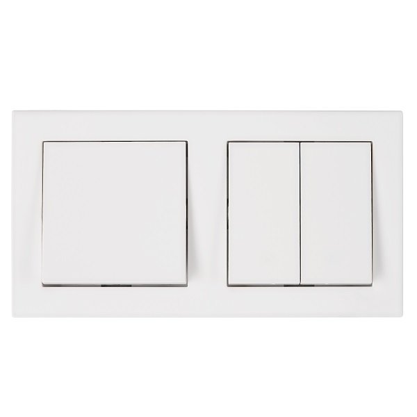 Întrerupător Simplu + Întrerupător Dublu CUBIC alb (set), Schrack VISIO S 55 | EV106201B
